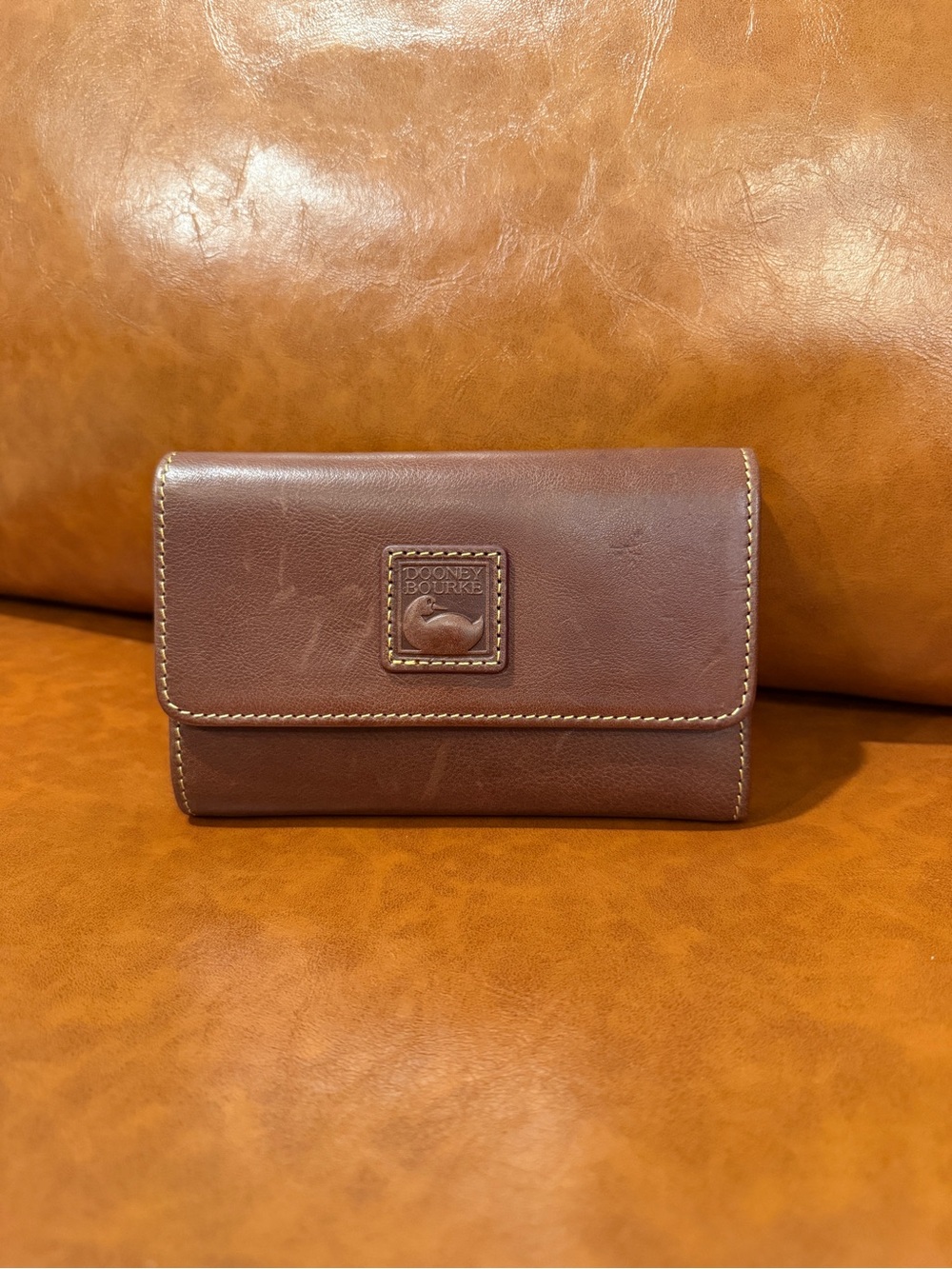 Dooney & Bourke Dark Brown Leather Fold Wallet